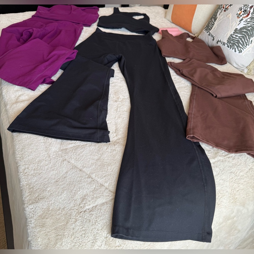 Fashion Nova Bundle Activewear Set in Black, Fuscia, and Brown (Medium)